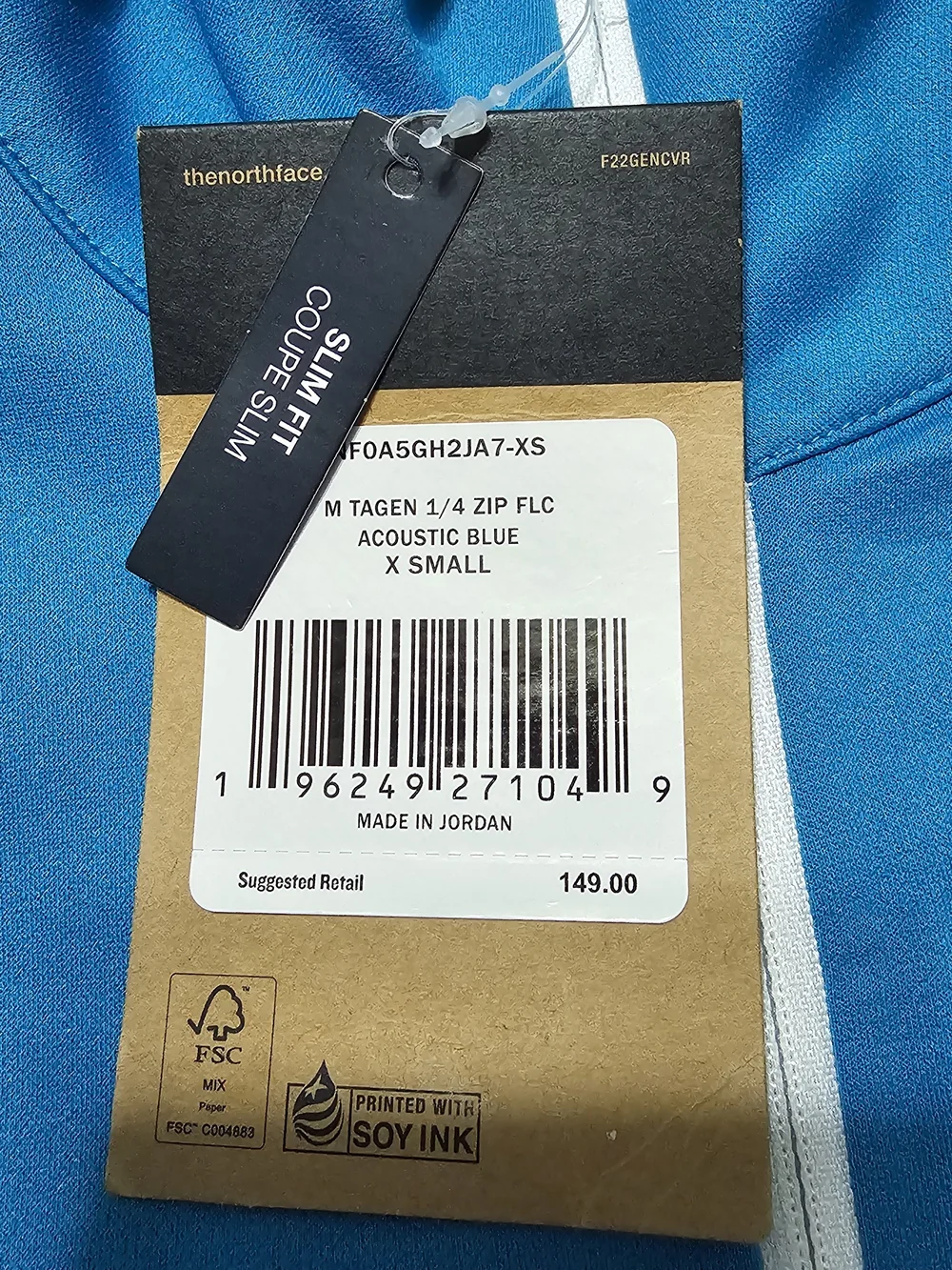 NWT XS North Face Men's 1/4 Zip Fleece Pullover Acoustic Blue -could fit Women M